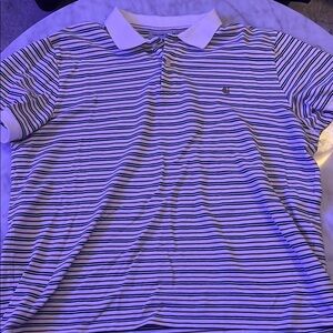 Carhartt Blue and White Polo Shirt with Stripes